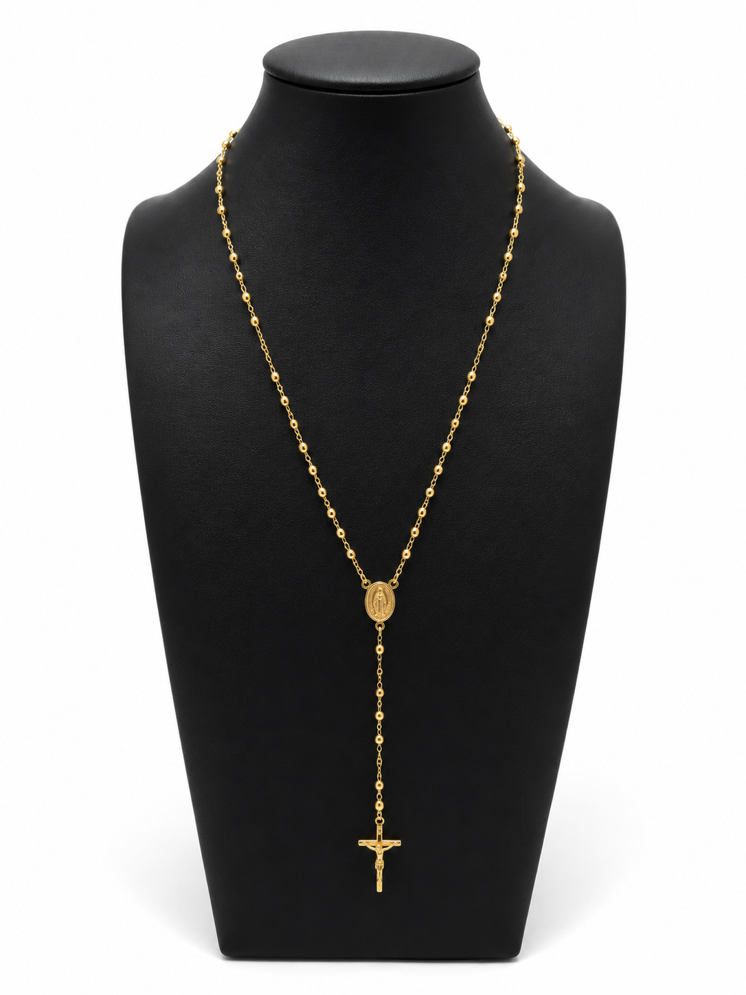 14K Gold Rosary Necklace with Crucifix
