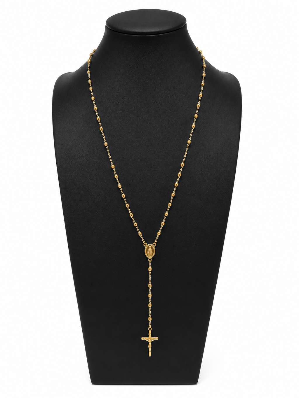 14K Gold Rosary Necklace with Crucifix