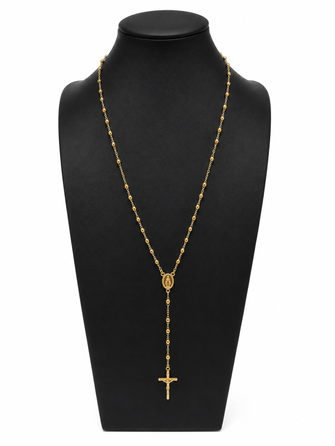 14K Gold Rosary Necklace with Crucifix