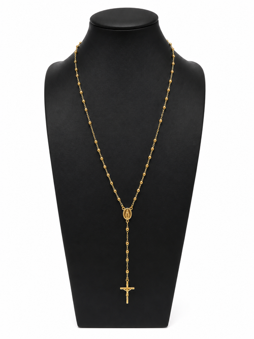 14K Gold Rosary Necklace with Crucifix