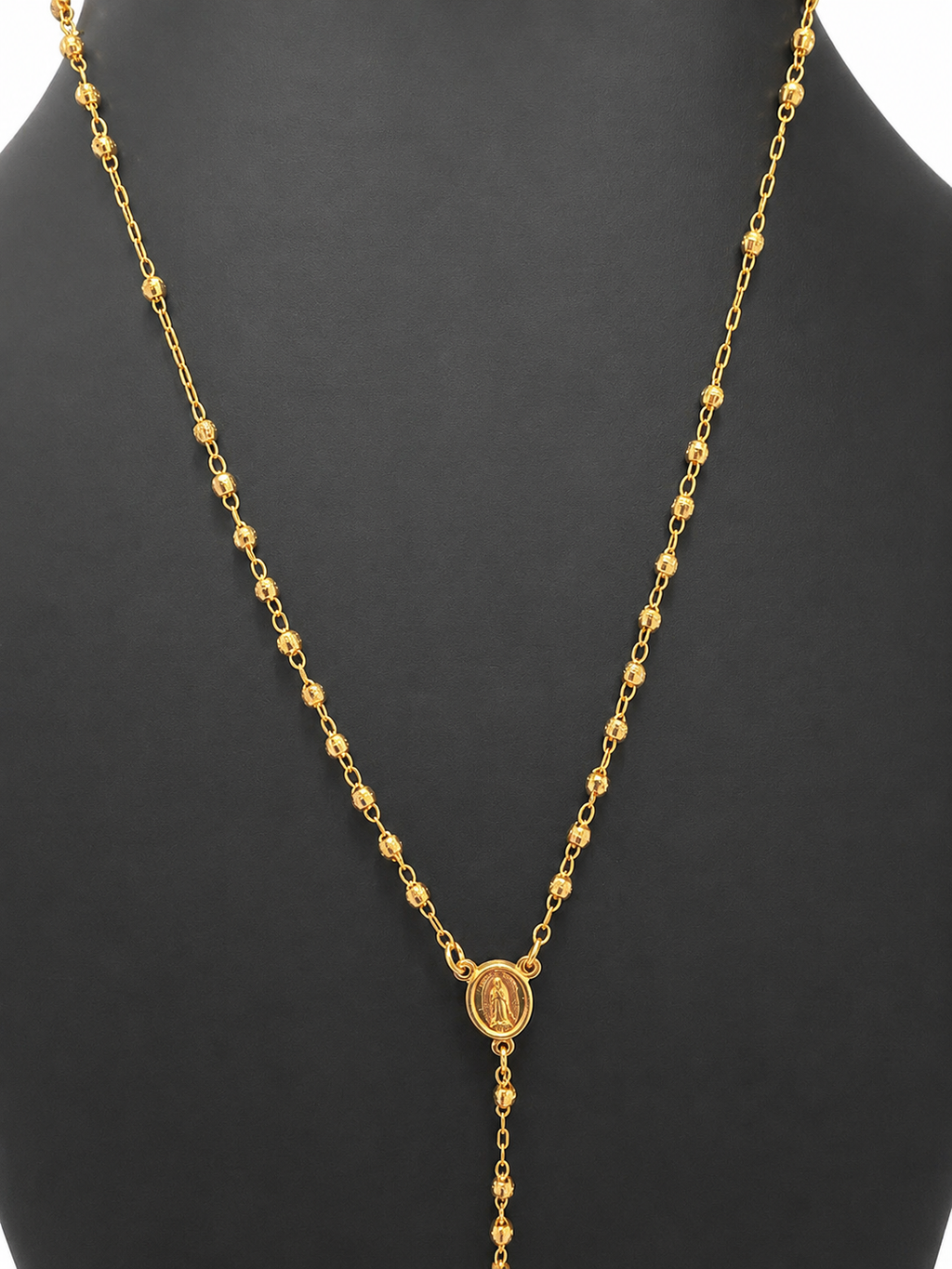14K Gold Rosary Necklace with Crucifix