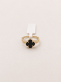 14K Gold Black Trébol Ring
