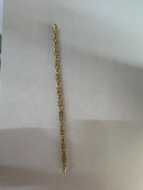 14K Two-Tone Chinese Link Bracelet
