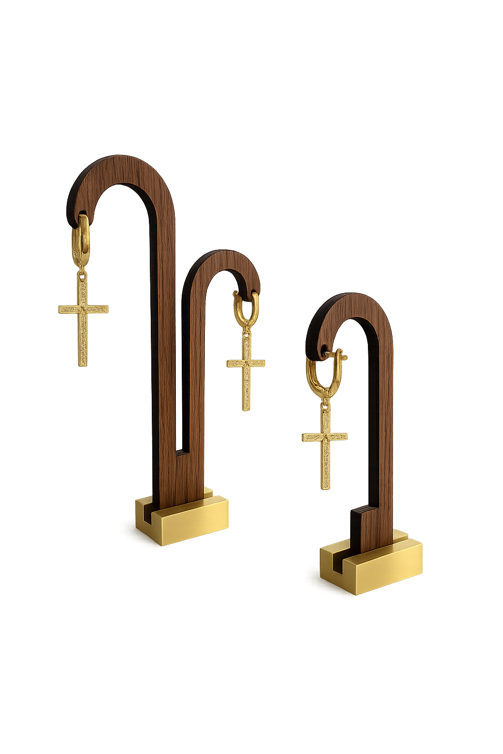 Aretes Cruz con Cz en Oro 14K