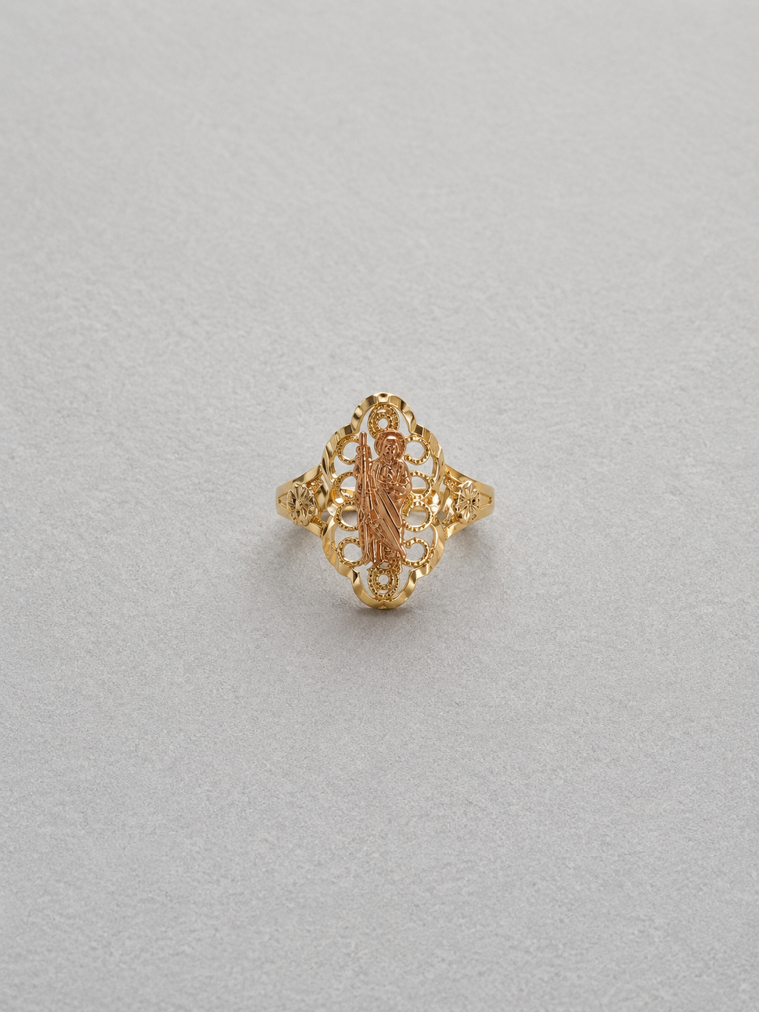 St. Judas Tadeo Tricolor Gold Ring