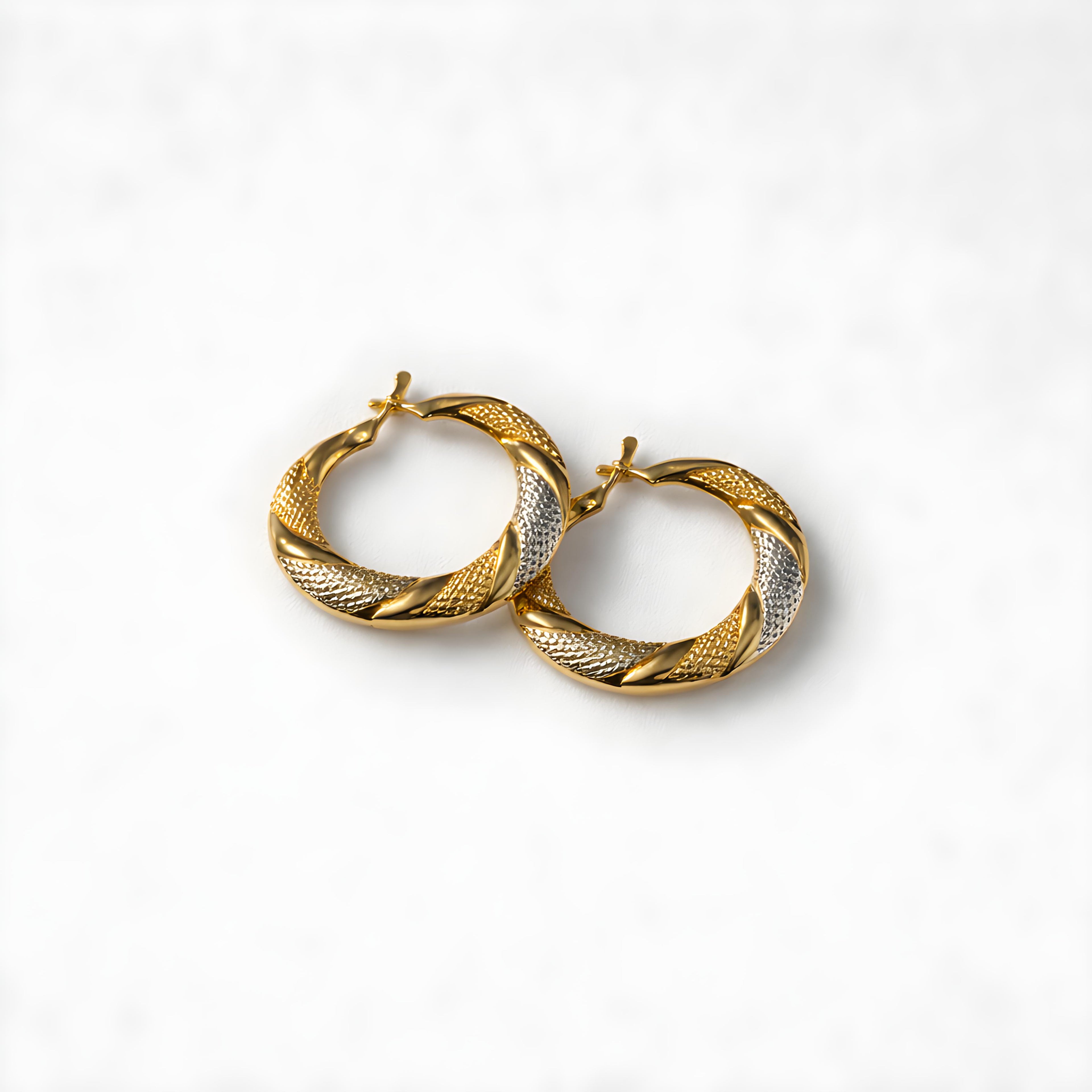 Two-Tone Twisted Hoop Earrings