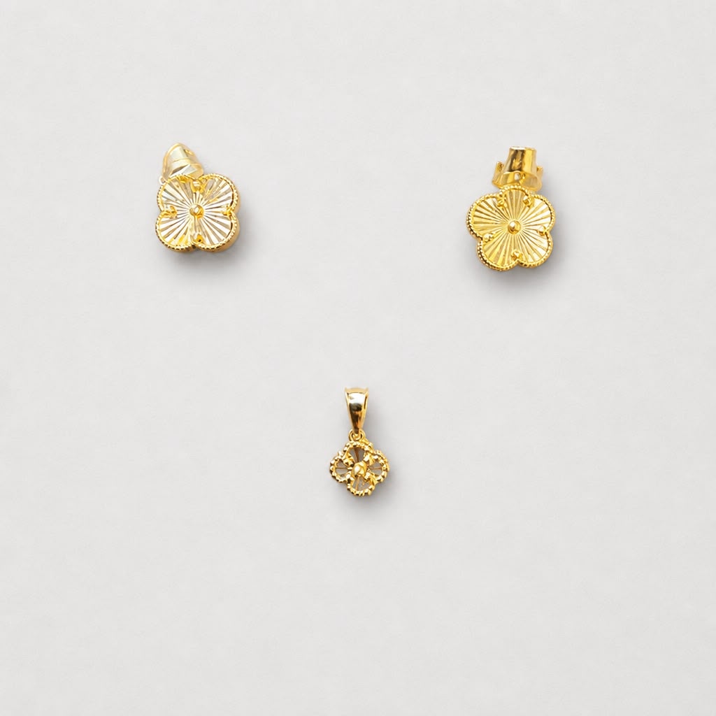 14K Gold Diamond-Cut Clover Pendant