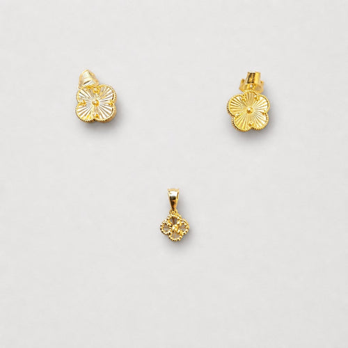 14K Gold Diamond-Cut Clover Pendant