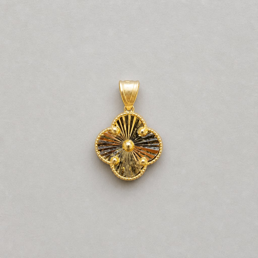 14K Gold Diamond-Cut Clover Pendant