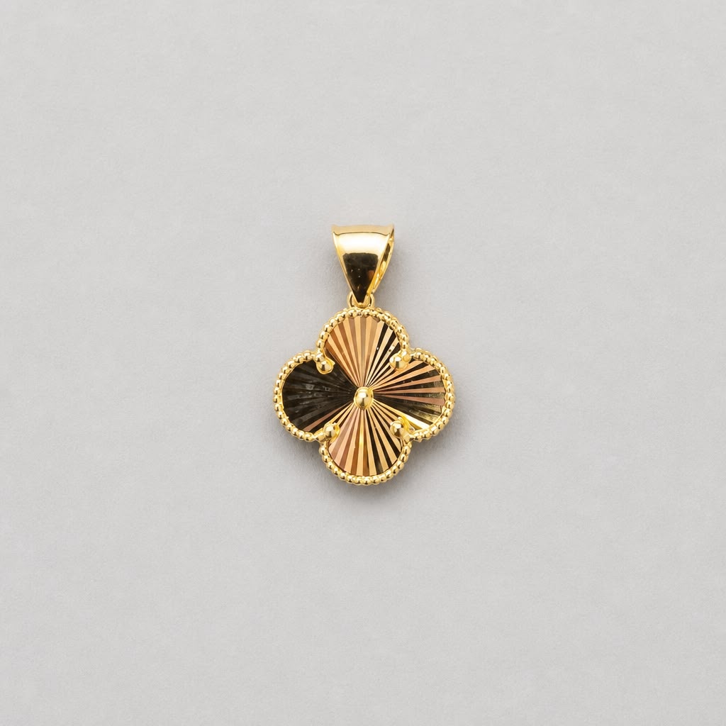 14K Gold Diamond-Cut Clover Pendant