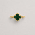 14K Gold Green Clover Ring