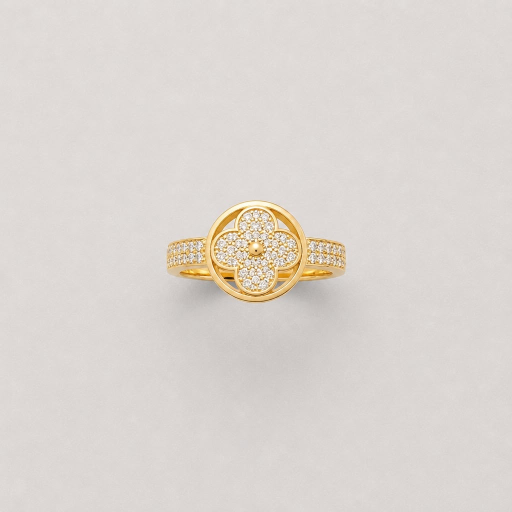 Pavé Trebol Ring 14K Gold