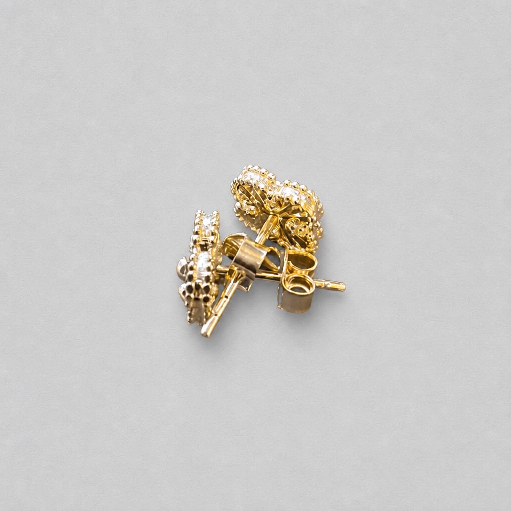 Floral Gold Stud Earrings